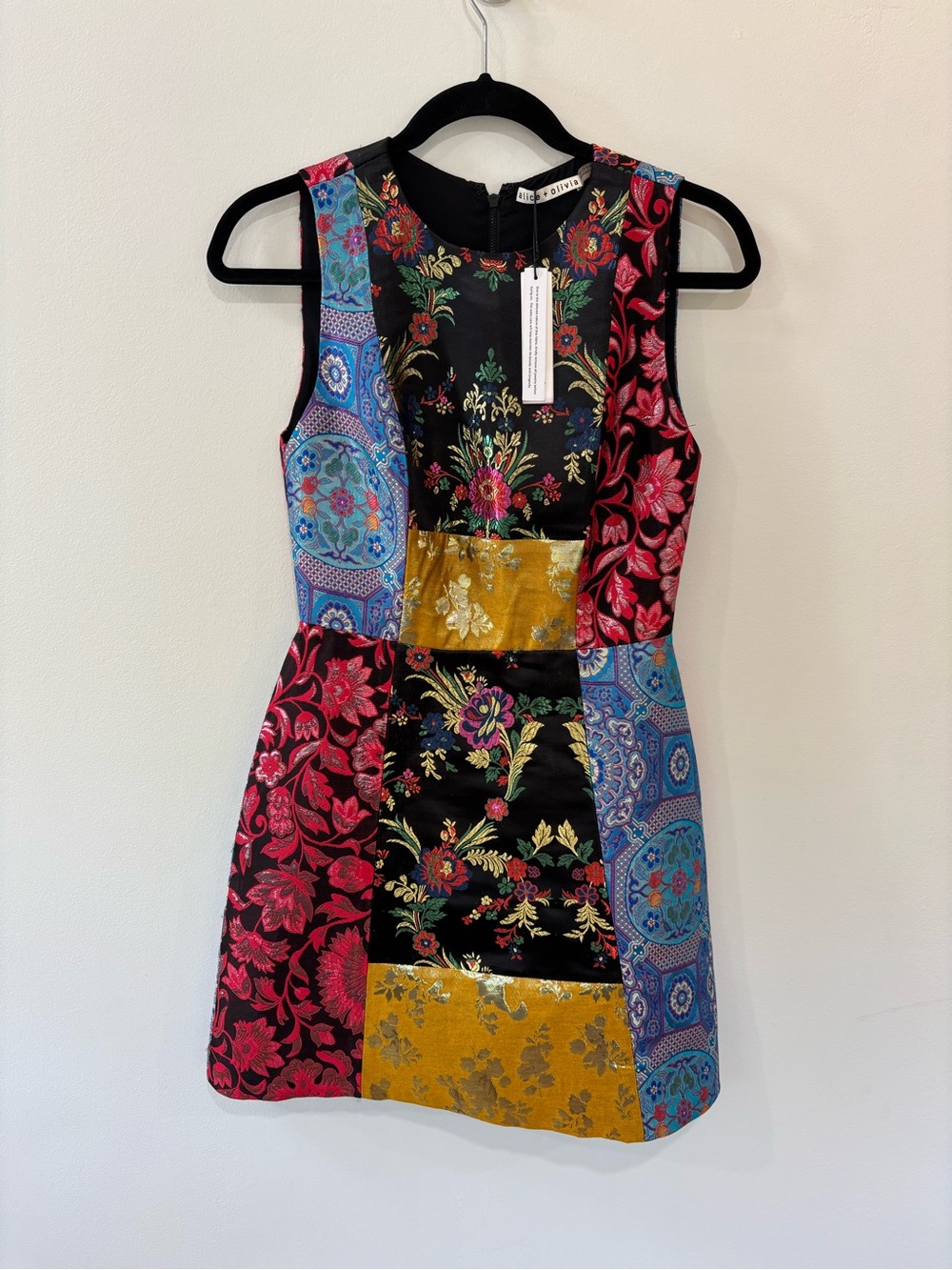 Alice + Olivia Patchwork Sleeveless Short Dress